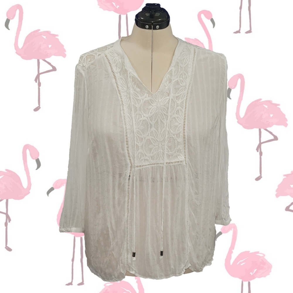 Lace Trim Peasant Top